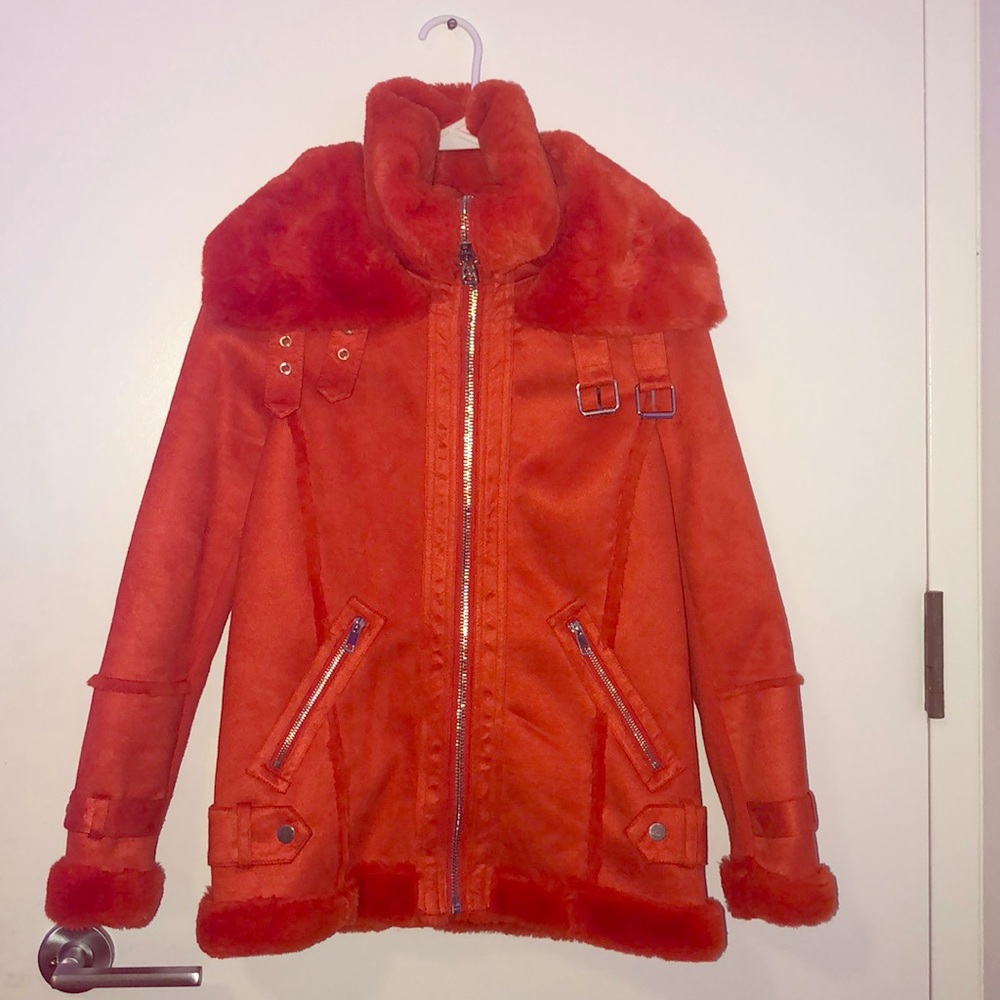river island orange sherling
